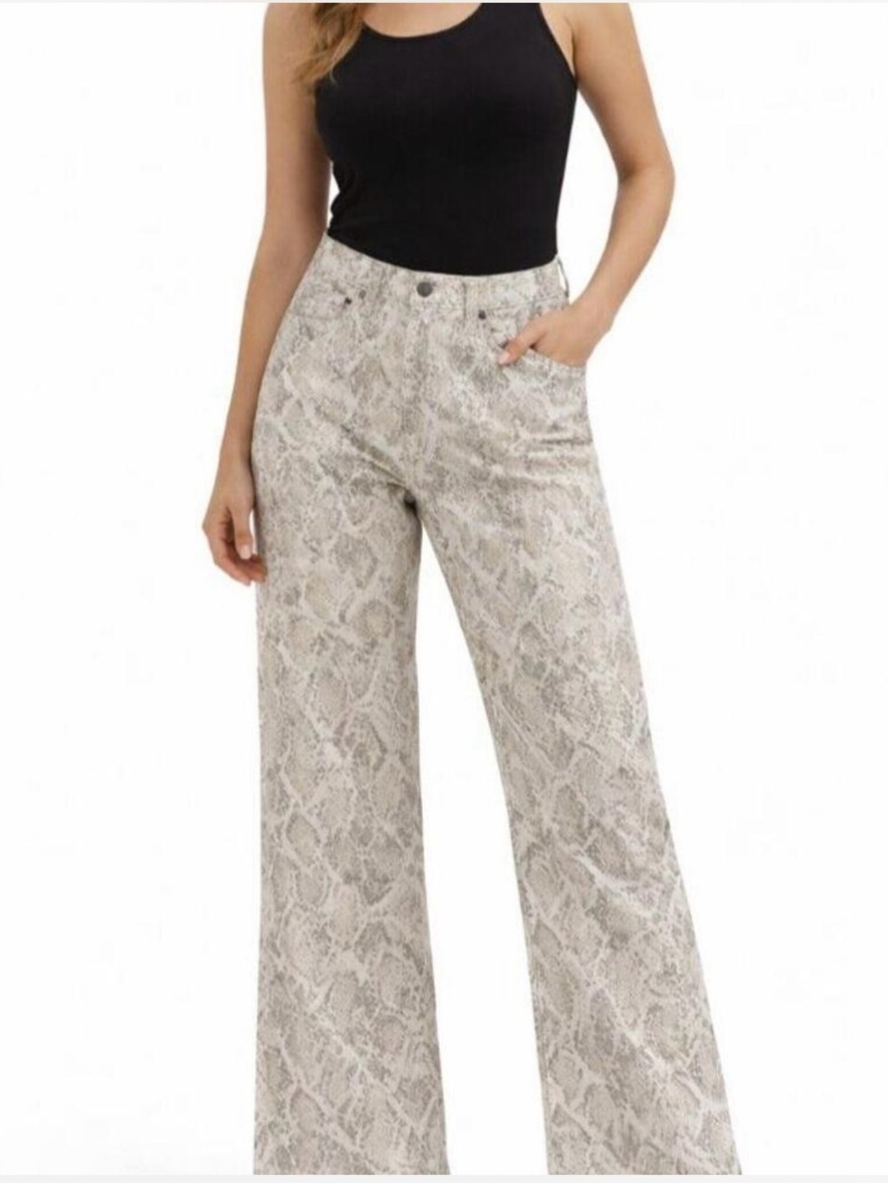 Wild Fable Snake Print Wide Leg Crop Jeans | Neutral Animal Print | Size 12